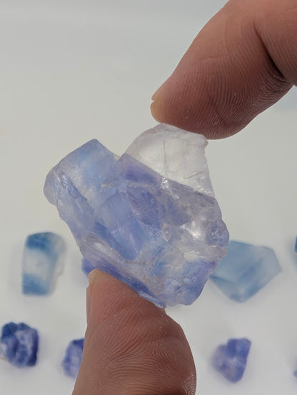 Blue halite with prominent zoning and natural structure
