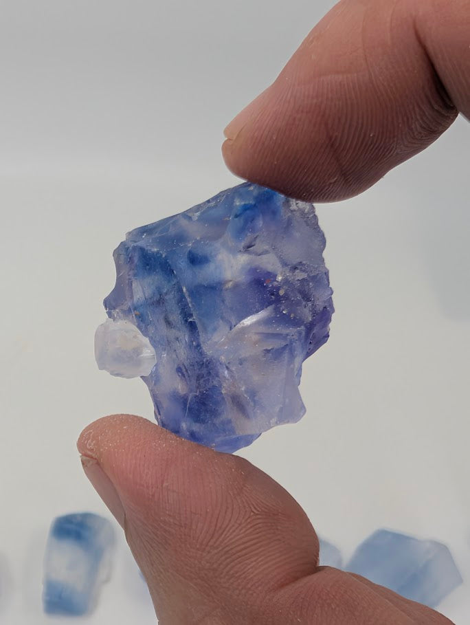 Translucent blue halite specimen with natural zoning