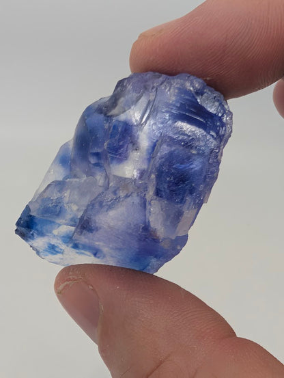 High-clarity blue halite with vibrant color and defined cubic geometry