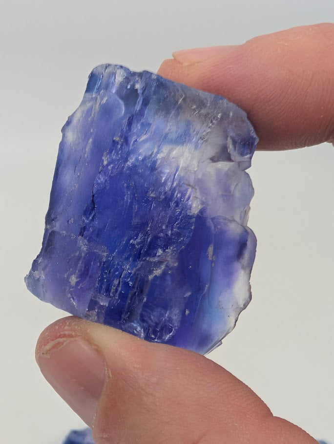 Exceptional blue halite specimen showing intense zoning and high clarity