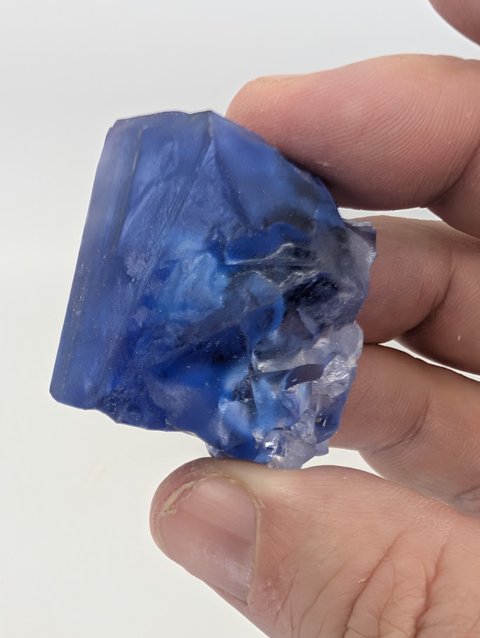 Large museum-grade blue halite cluster with intense color and zoning
