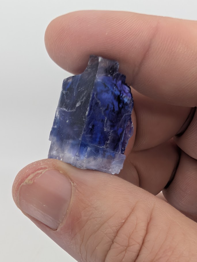 Blue halite micro showing an intense saturated blue pocket
