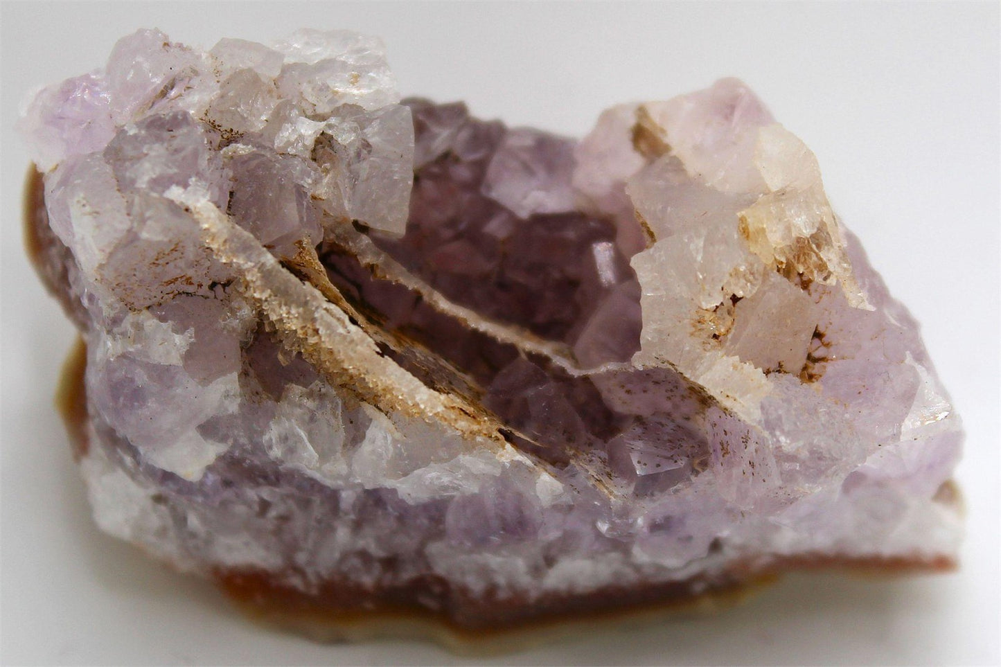 Geode Crystal Cluster w/ Pink Amethyst, Calcite & Sugar Druzy from Brazil Approx. 6 cm x 3 cm