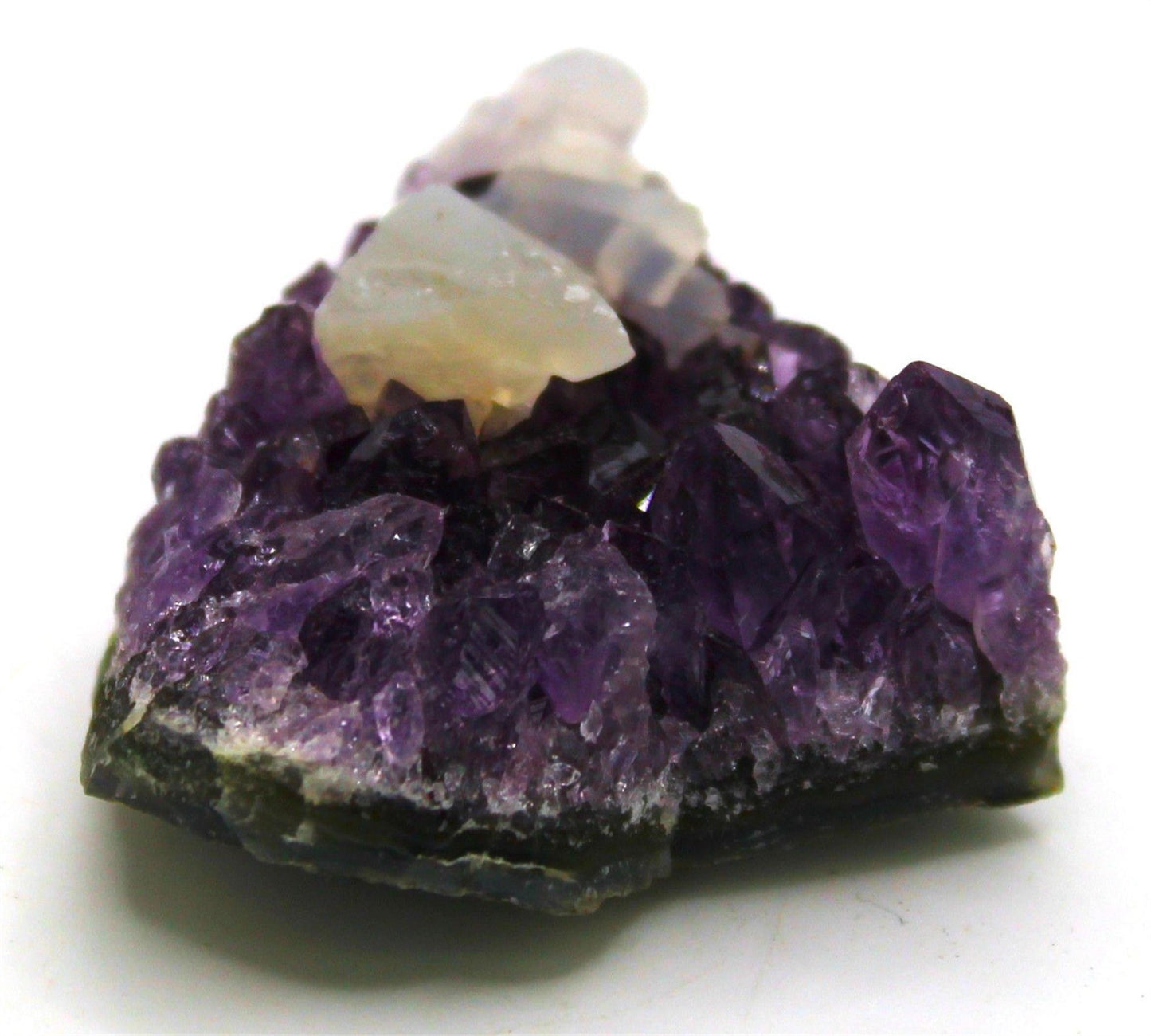 Amethyst with Calcite – Dual Crystal Cluster from Brazil