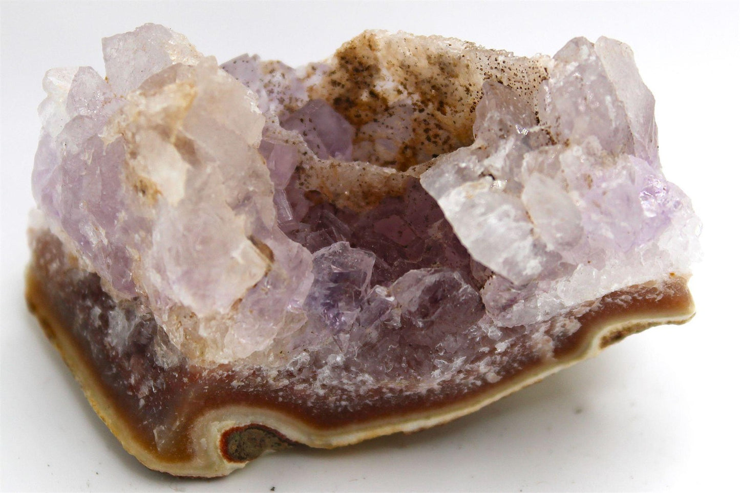 Geode Crystal Cluster w/ Pink Amethyst, Calcite & Sugar Druzy from Brazil Approx. 6 cm x 3 cm