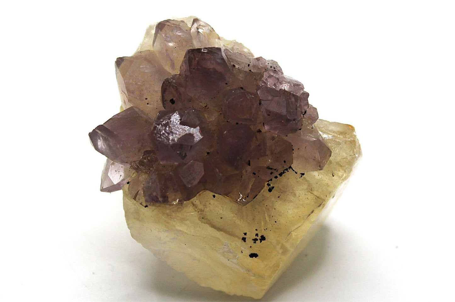 Amethyst Flower Crystal Cluster on Calcite – Natural Specimen from Brazil