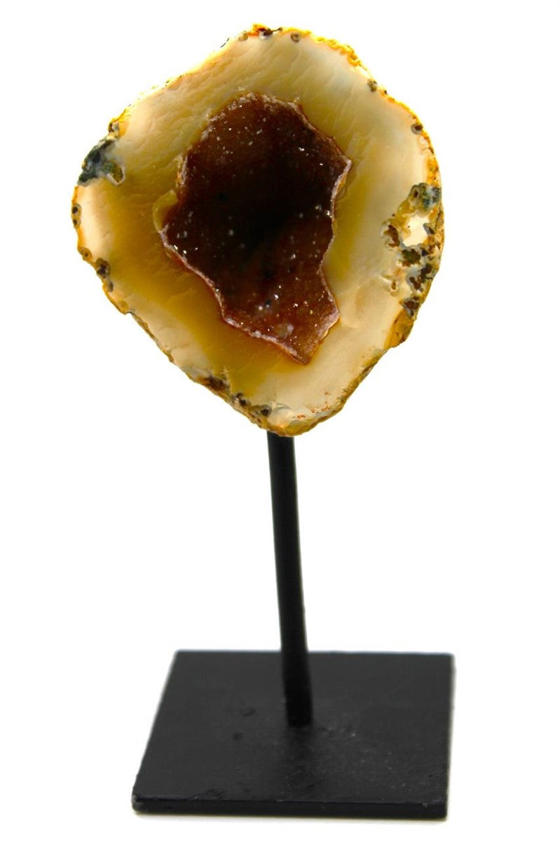 Geode Agate Crystal on Metal Stand from Brazil Approx. 10 cm x 5 cm