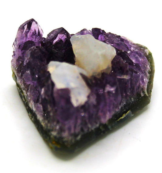 Amethyst with Calcite – Dual Crystal Cluster from Brazil