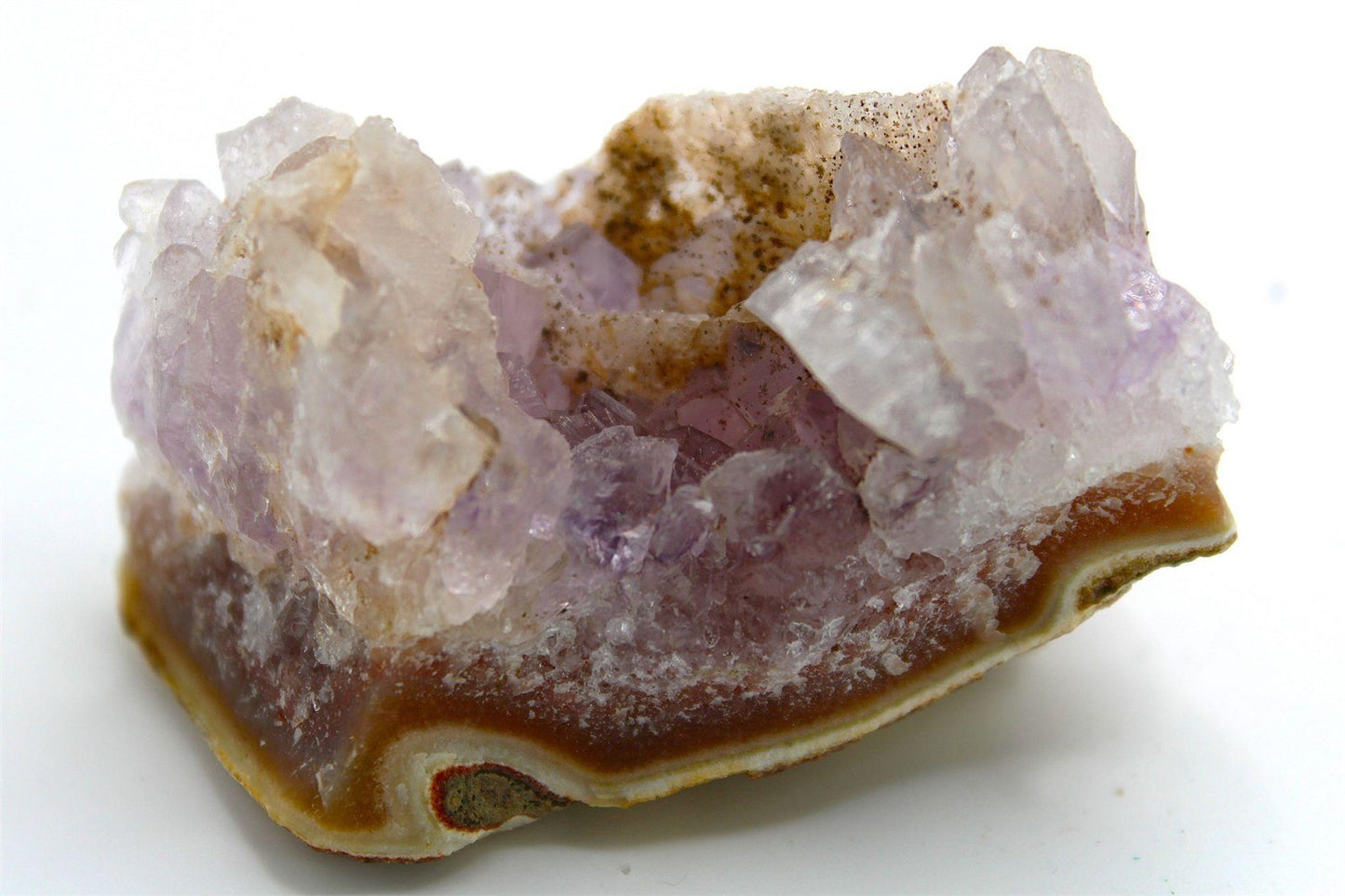 Geode Crystal Cluster w/ Pink Amethyst, Calcite & Sugar Druzy from Brazil Approx. 6 cm x 3 cm