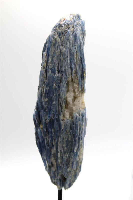 Blue Kyanite Crystal Cluster from Brazil on Metal Stand. Approx. 17 cm x 4 cm