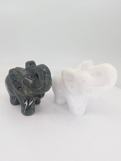 Jade elephant carving, 215 g, front view
