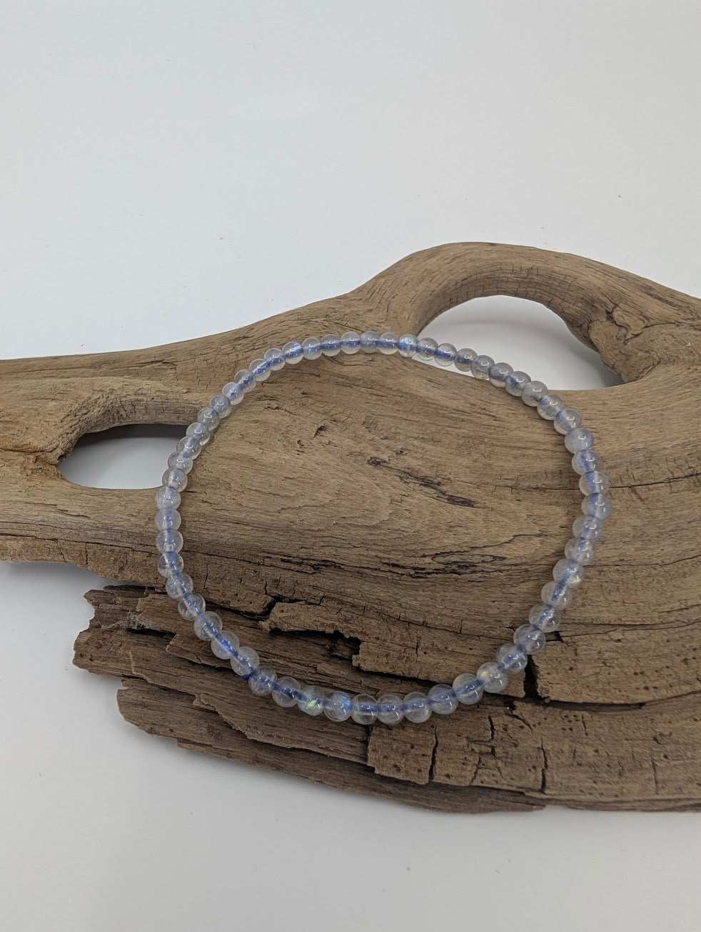 3.5mm natural labradorite bracelet with subtle blue flash micro-beads