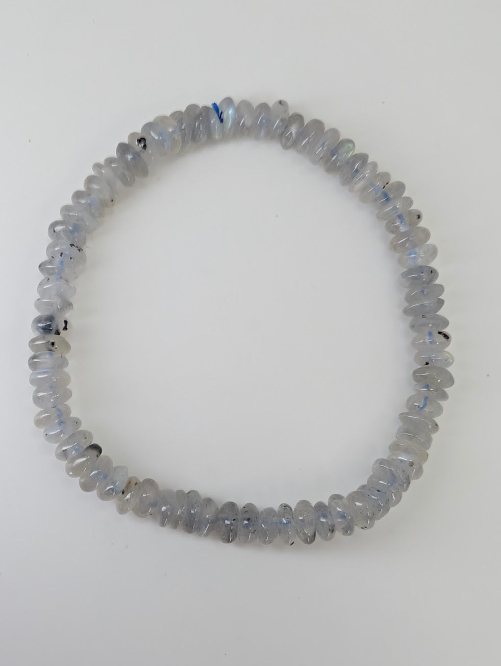 Natural labradorite rondelle bracelet on stretch cord with iridescent tones