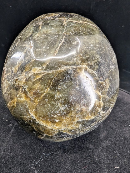 Back view of Labradorite skull with dark feldspar matrix and natural inclusions