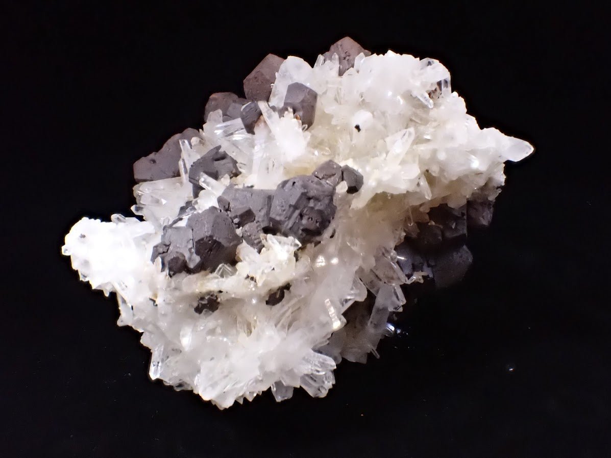 Large Black Pyrite & Quartz Cluster – Fengjiashan Mine (1043g) - Legacy Crystals and Minerals