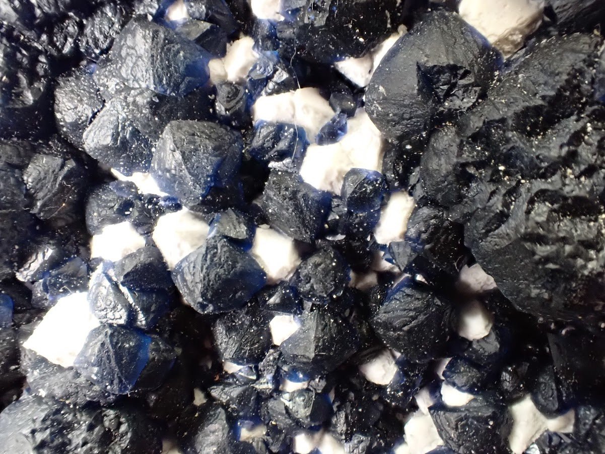 Large Blueberry Fluorite with Sparkling White Matrix Huanggang Mine, Inner Mongolia 4.5 x 4.5 inches 601 grams - Legacy Crystals and Minerals