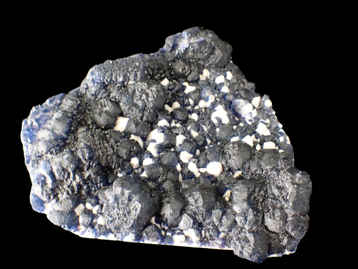 Large Blueberry Fluorite with Sparkling White Matrix Huanggang Mine, Inner Mongolia 4.5 x 4.5 inches 601 grams - Legacy Crystals and Minerals