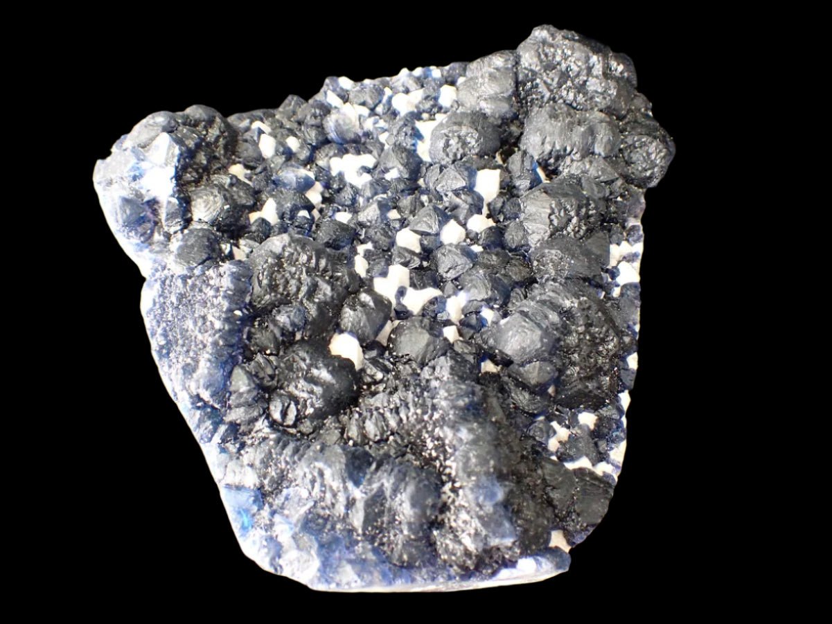 Large Blueberry Fluorite with Sparkling White Matrix Huanggang Mine, Inner Mongolia 4.5 x 4.5 inches 601 grams - Legacy Crystals and Minerals