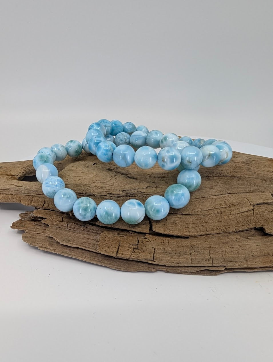 Natural Larimar bracelet 9mm AA grade with cloud-blue patterning