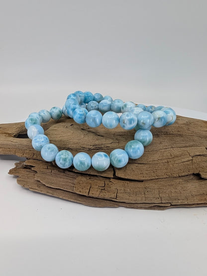 Natural Larimar bracelet 9mm AA grade with cloud-blue patterning