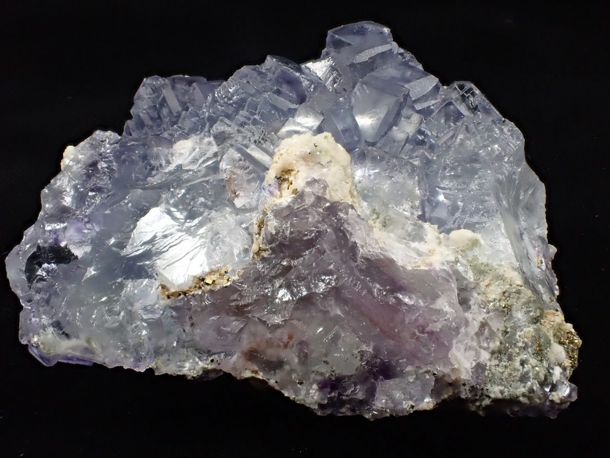 Lavender Fluorite Cluster with Barite and Pyrite – YGX Mine, China - Legacy Crystals and Minerals