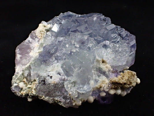 Lavender Fluorite Cluster with Barite and Pyrite – YGX Mine, China - Legacy Crystals and Minerals