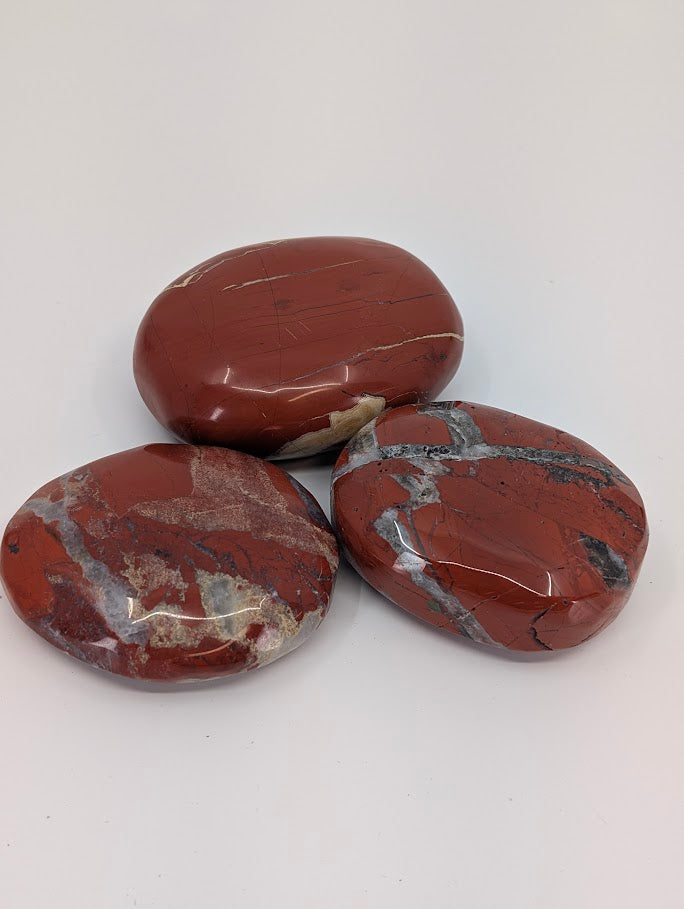 Large Red Jasper Palm Stone (190 g) showing deep red tone and natural veining
