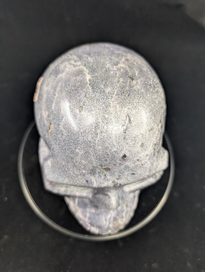 Close-up of Lepidolite Skull lavender coloration and texture