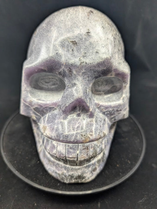 Lepidolite Skull front view – 5.45 kg lavender mica carving