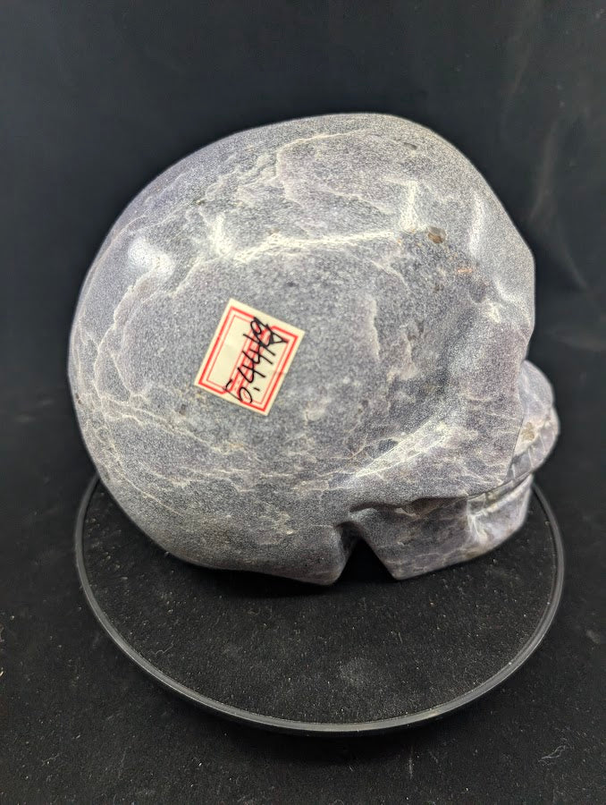 Top view of Lepidolite Skull – polished with mica sparkle