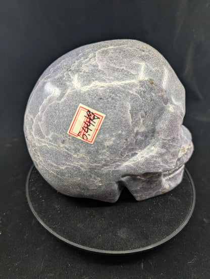 Top view of Lepidolite Skull – polished with mica sparkle
