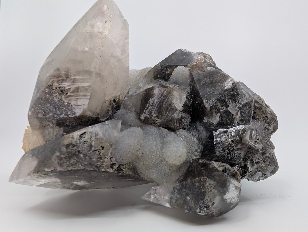 Majestic Dogtooth Calcite with Dendritic Inclusions and Sugar Sphalerite – Fujian, China - Legacy Crystals and Minerals