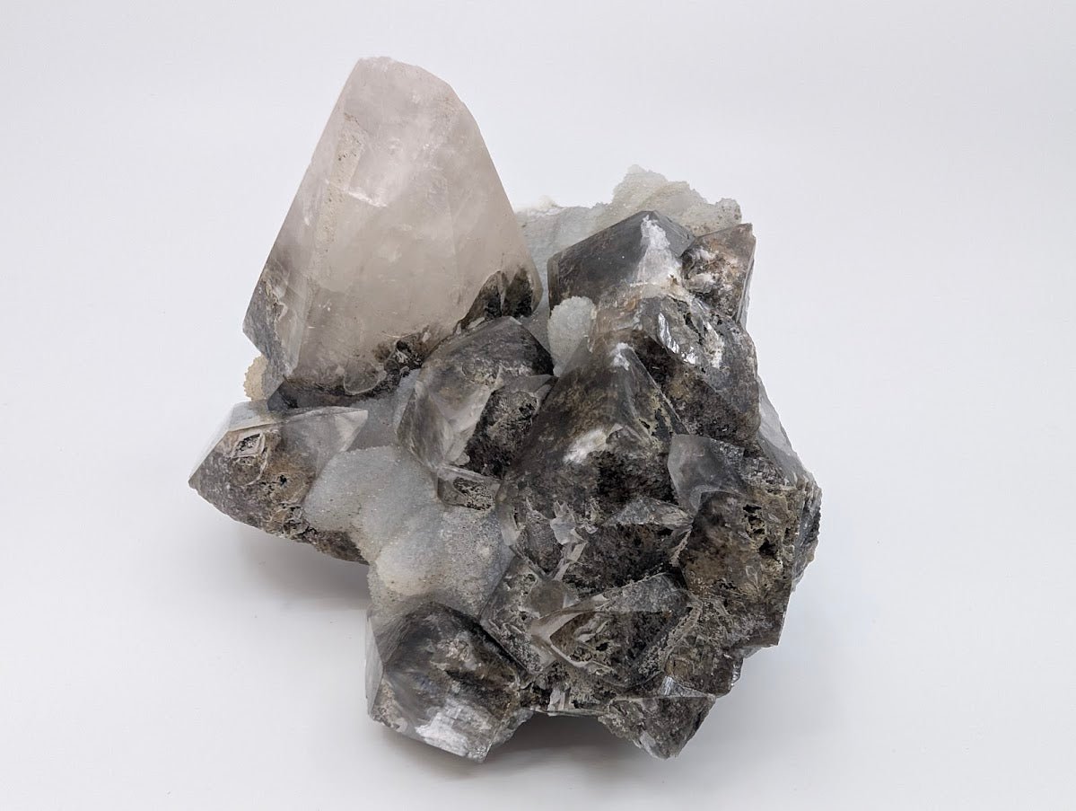 Majestic Dogtooth Calcite with Dendritic Inclusions and Sugar Sphalerite – Fujian, China - Legacy Crystals and Minerals