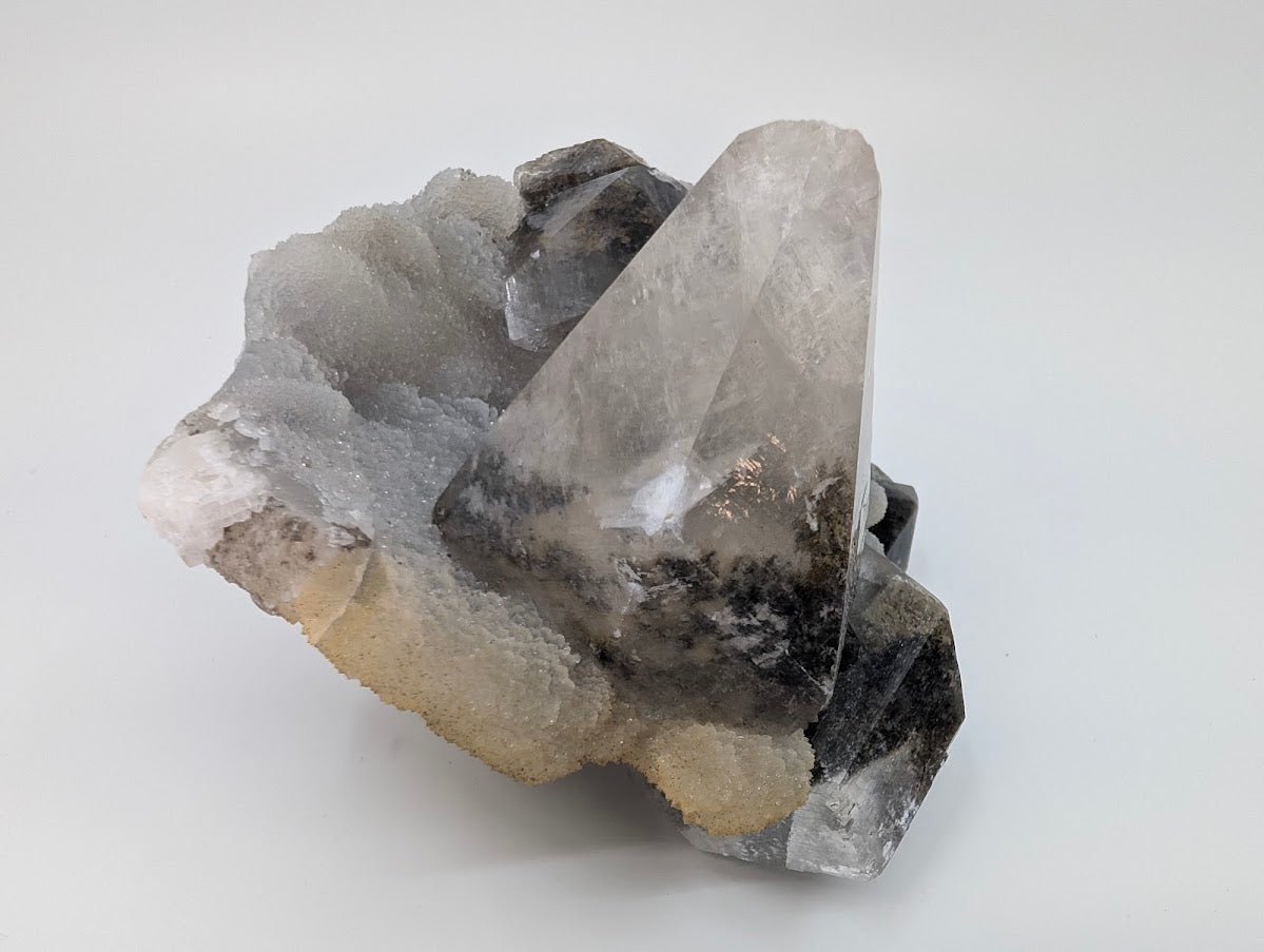 Majestic Dogtooth Calcite with Dendritic Inclusions and Sugar Sphalerite – Fujian, China - Legacy Crystals and Minerals