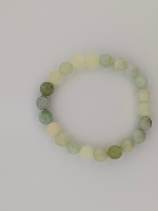 Top view of Milk Jade 8MM stretch bracelet