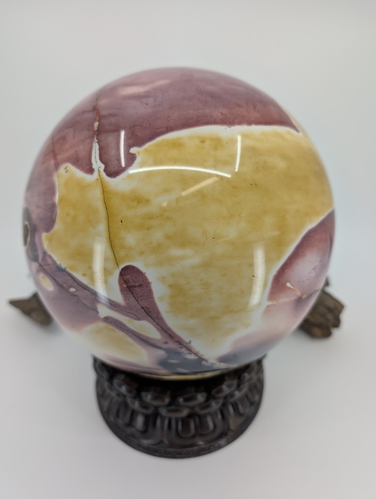 Full 19cm Mookaite sphere on a stand, sourced from the Kennedy Ranges of Western Australia.