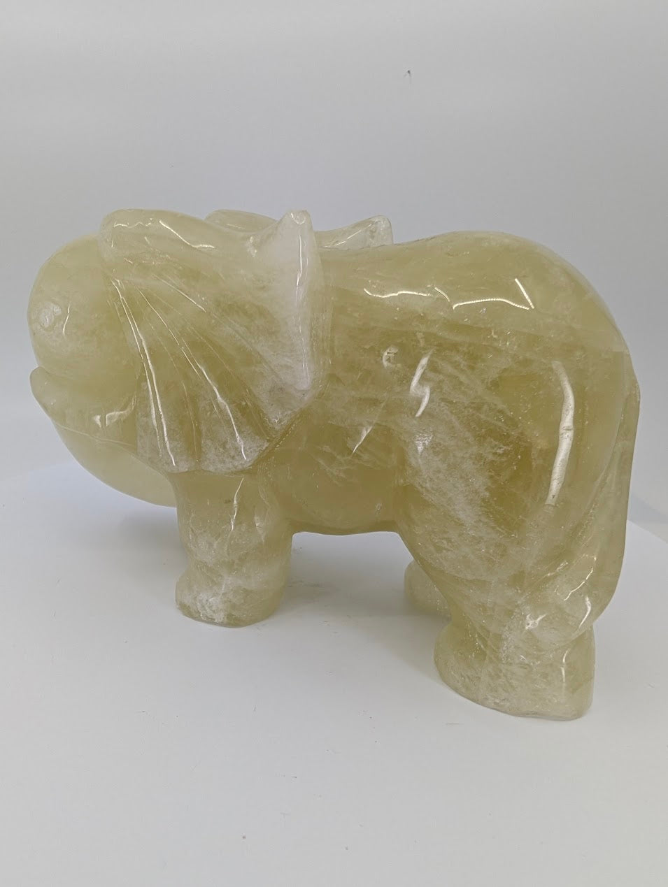 Back view of Brazilian Lemon Citrine elephant