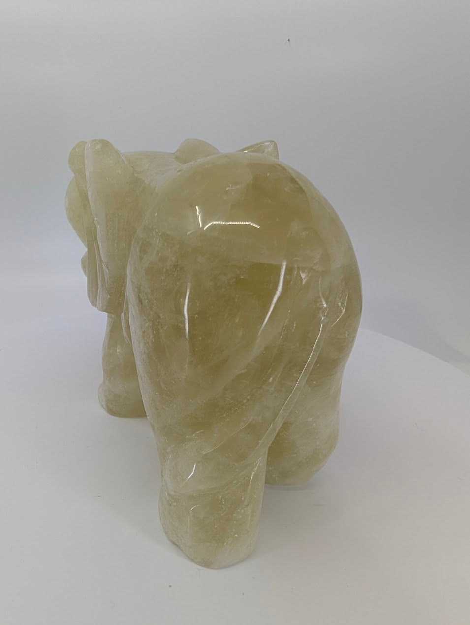 Right side view of Lemon Citrine quartz elephant