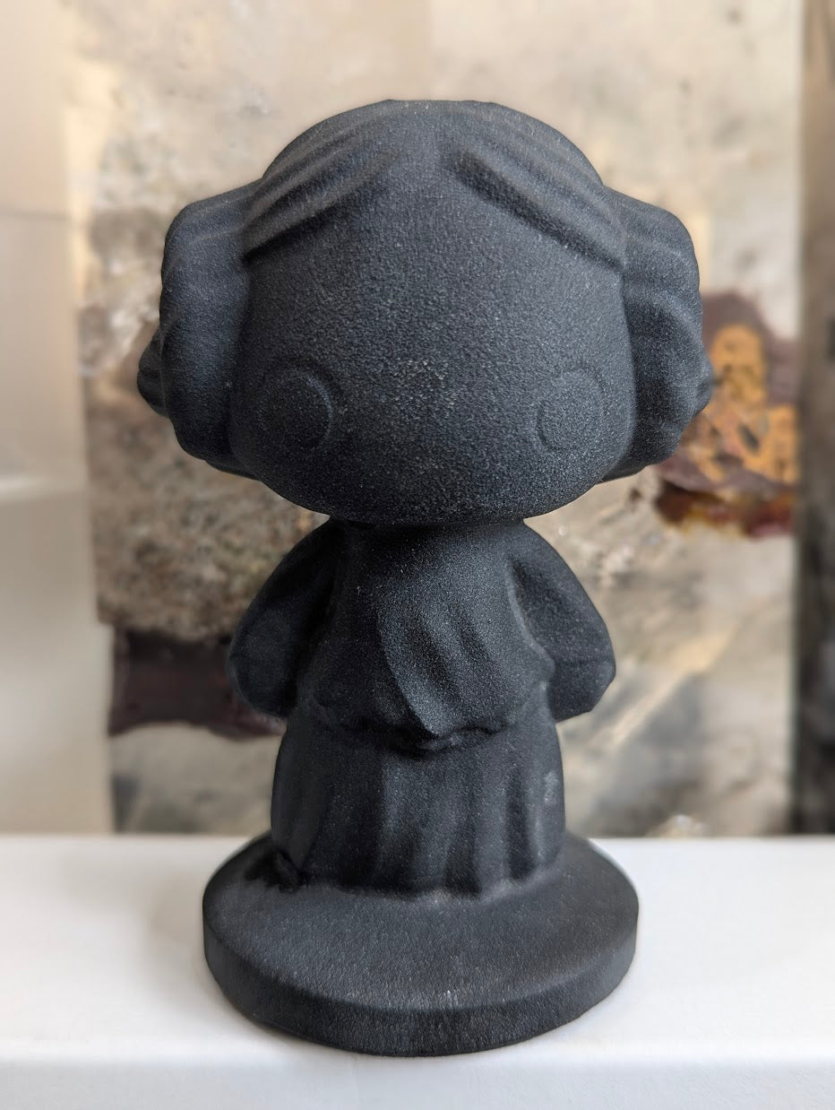 Front view of matte obsidian Princess Leia bust.