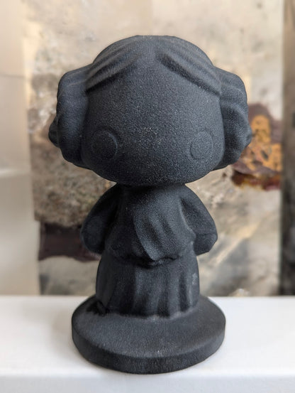 Front view of matte obsidian Princess Leia bust.