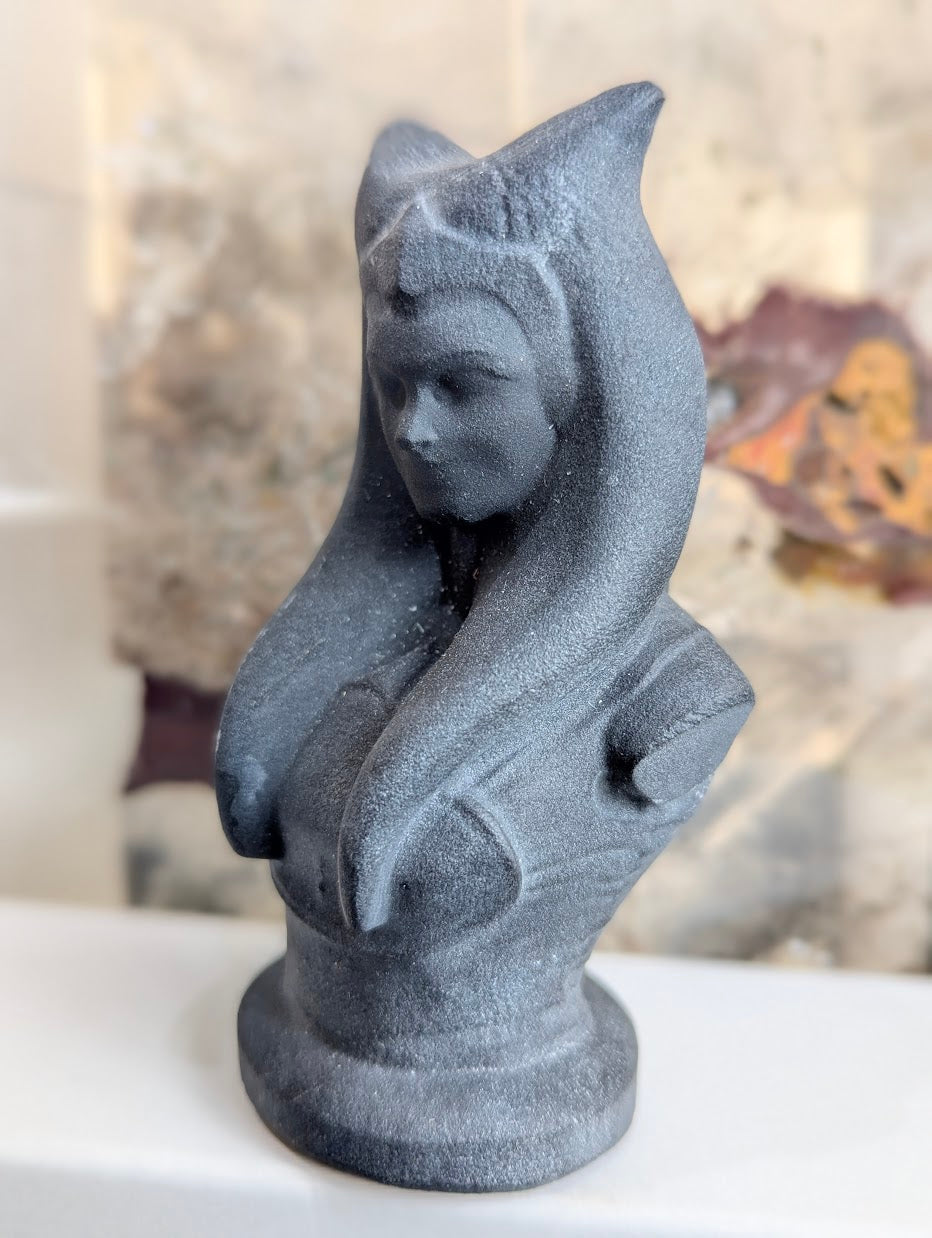 Profile view of obsidian Ahsoka Tano showing lekku headpiece.