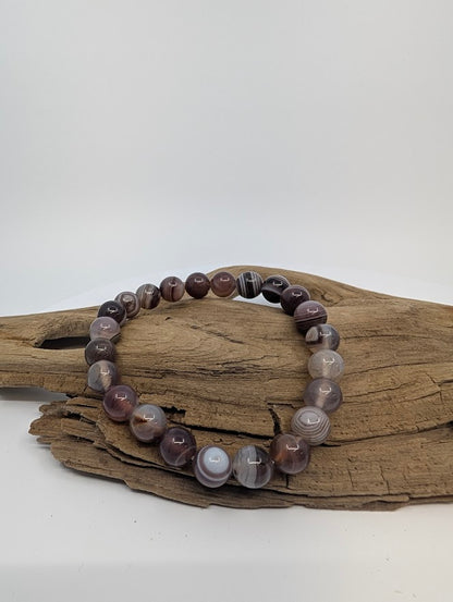 8MM Persian Agate Bracelet - natural banded agate beads