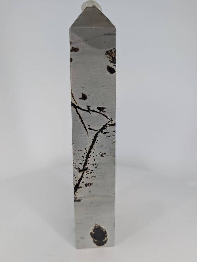 Picture Jasper tower – 15–17 cm polished crystal showing scenic patterns