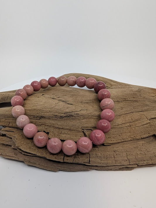8MM Pink Petrified Wood bracelet with polished fossil wood beads
