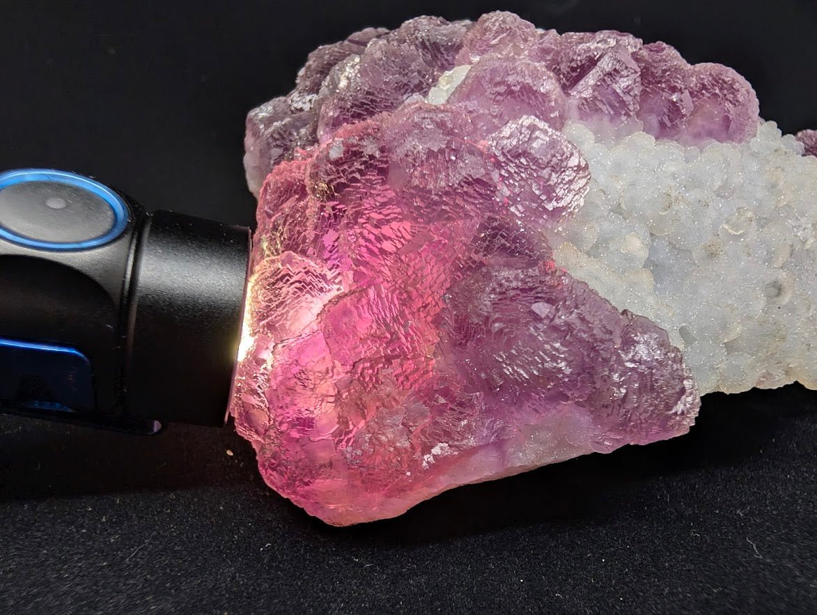 Pink - Purple Bubble Fluorite with Blue Chalcedony - Zhejiang, China - Legacy Crystals and Minerals