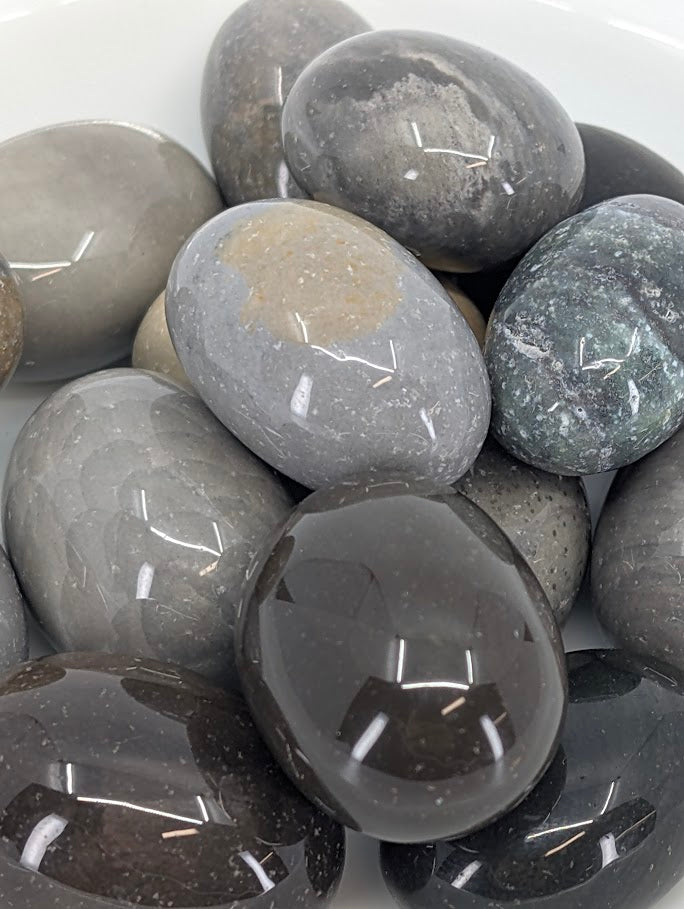 Close-up of Polychrome Jasper showing grey and brown natural tones