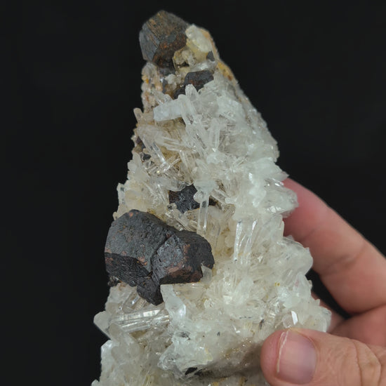 360-degree video of large black pyrite with quartz specimen from China