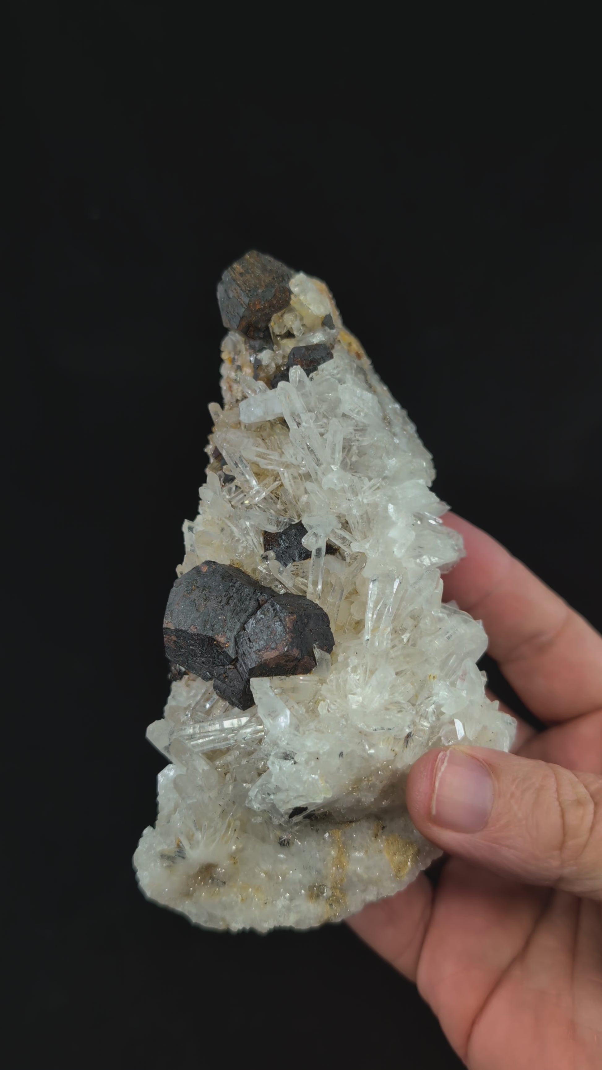 360-degree video of large black pyrite with quartz specimen from China