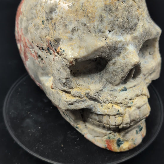 Video of Blue Apatite • Sunstone • Jasper Skull — 4.7 kg museum-scale carving