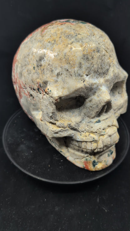 Video of Blue Apatite • Sunstone • Jasper Skull — 4.7 kg museum-scale carving